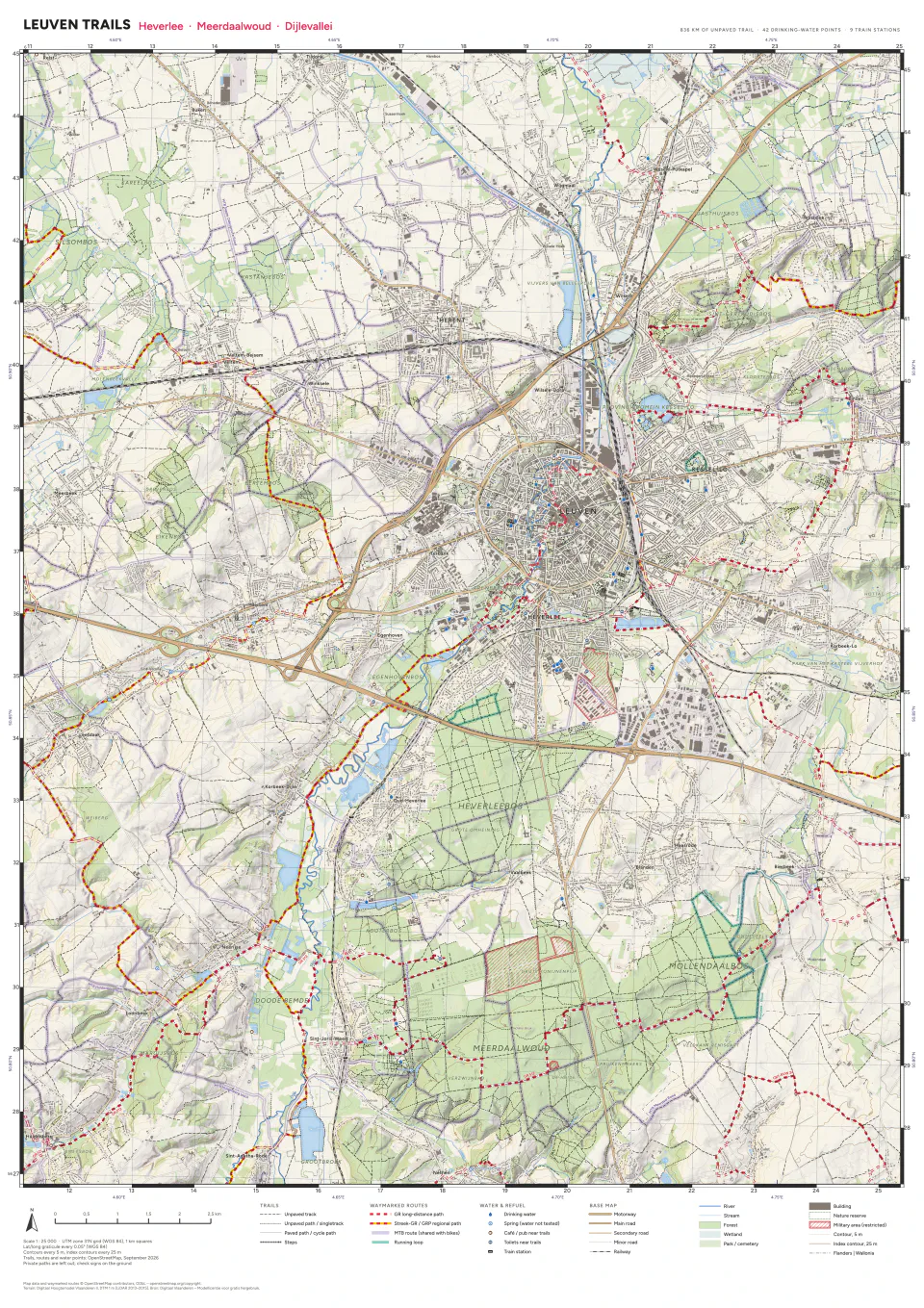 Trail maps, Leuven, A1 sheet at 1:25 000