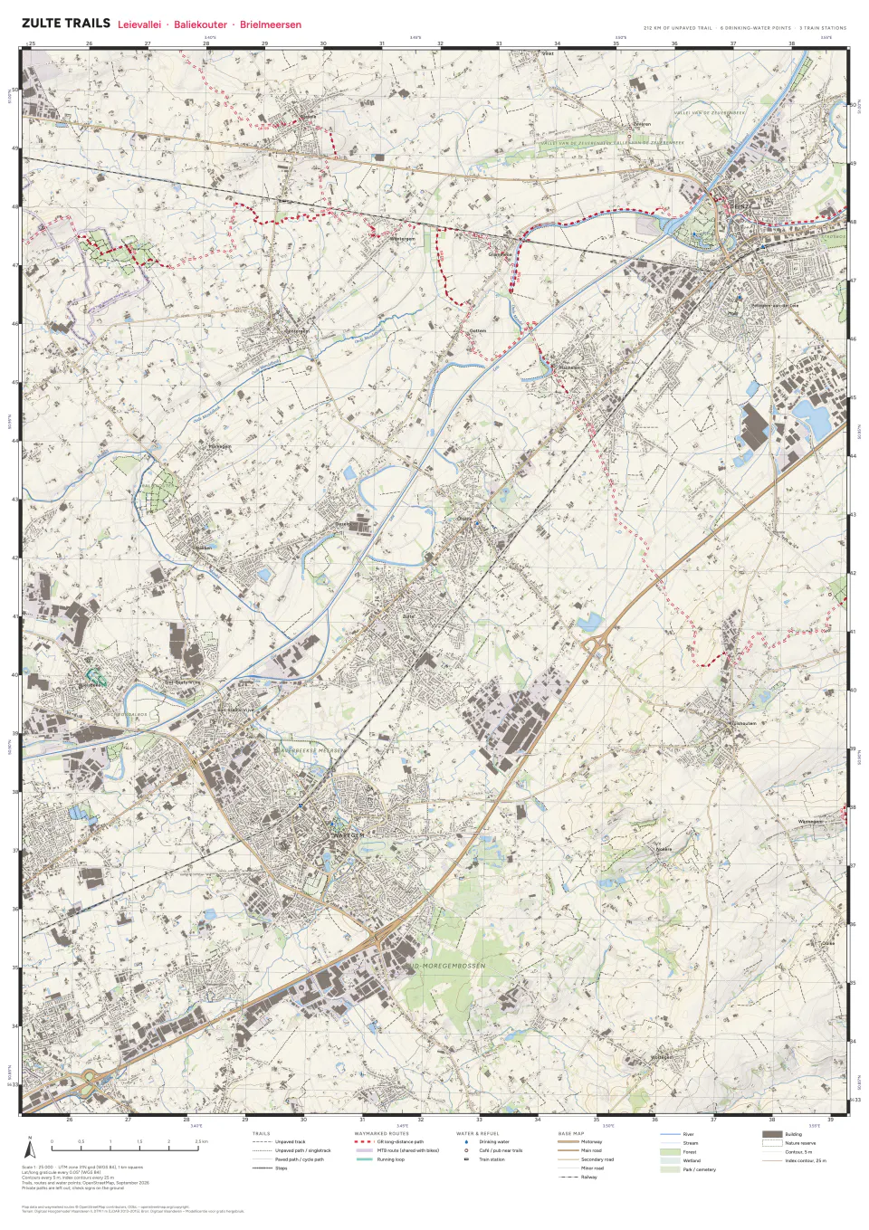 Trail maps, Zulte, A1 sheet at 1:25 000